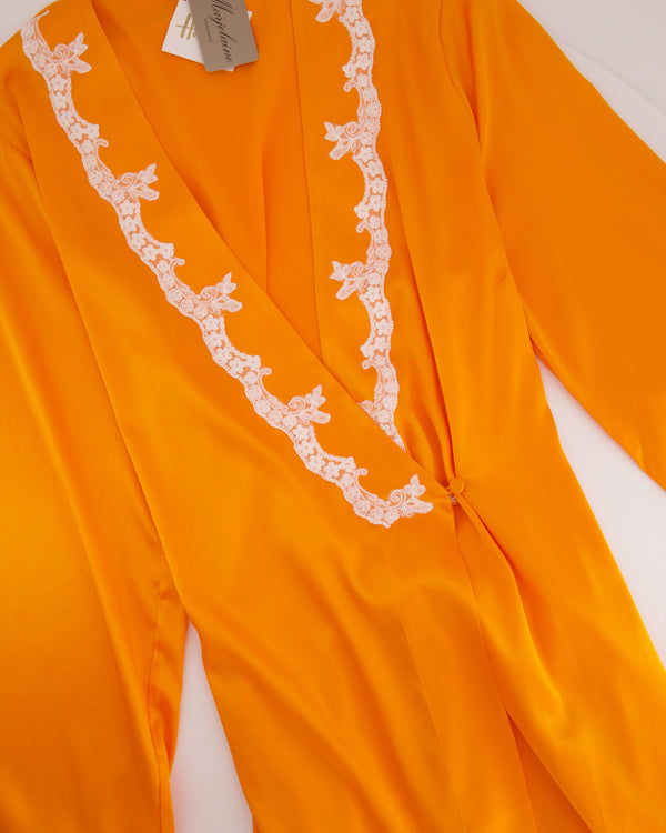 Margiolaine Silk Orange Robe with White Lace Detail Size IT 42 (UK 10)