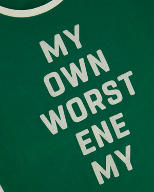 Celine SS20 Green and White "My Own Worst Enemy" T Shirt Size S (UK 8)