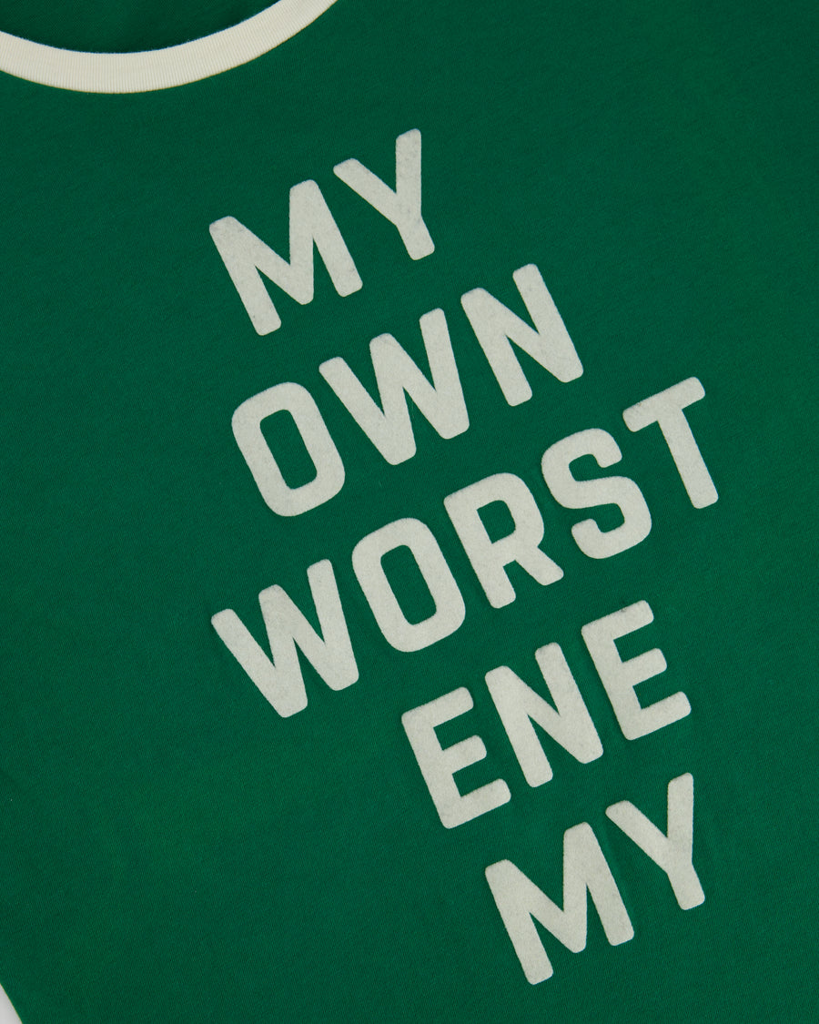 Celine SS20 Green and White "My Own Worst Enemy" T Shirt Size S (UK 8)