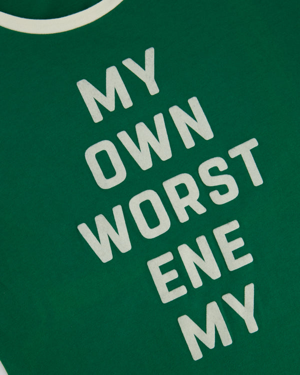 Celine SS20 Green and White "My Own Worst Enemy" T Shirt Size S (UK 8)
