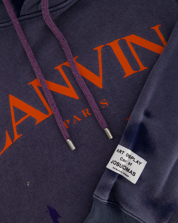 Lanvin X Gallery Dept Blue Washed Logo Hoodie with Paint Detail Size Small (UK 8)