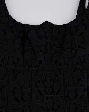 Emilia Wickstead Black Sleeveless Floral Lace Mini Dress Size UK 6