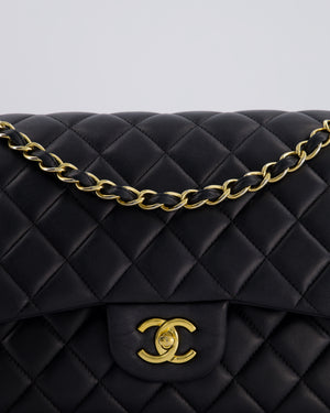 *FIRE PRICE* Chanel Black Jumbo Classic Double Flap Bag in Lambskin Leather with Gold Hardware