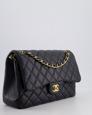*FIRE PRICE* Chanel Black Jumbo Classic Double Flap Bag in Lambskin Leather with Gold Hardware
