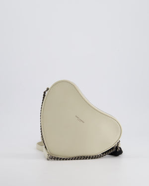 Saint Laurent Cream Heart Cross-Body Bag in Smooth Calfskin with Black Tassle Detail and Silver Hardware