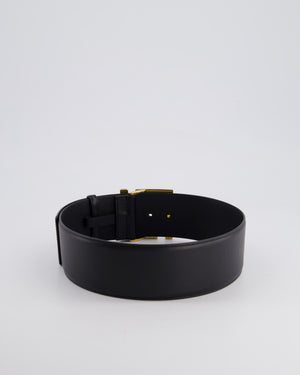 Fendi Black Leather Oversized Belt With Gold FF Logo 70cm