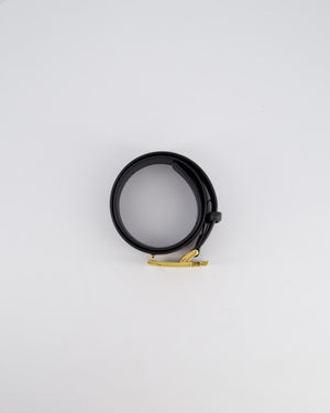 Fendi Black Leather Oversized Belt With Gold FF Logo 70cm