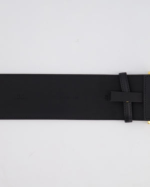 Fendi Black Leather Oversized Belt With Gold FF Logo 70cm