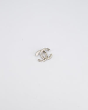 Chanel Silver Crystal Embellished CC Brooch