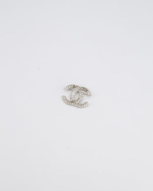 Chanel Silver Crystal Embellished CC Brooch