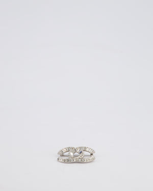 Chanel Silver Crystal Embellished CC Brooch