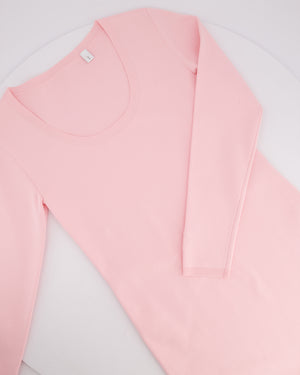 Burberry Pink Long-Sleeved Stretchy Mini Dress  With Embroidered Logo Detail Size S (UK 8)