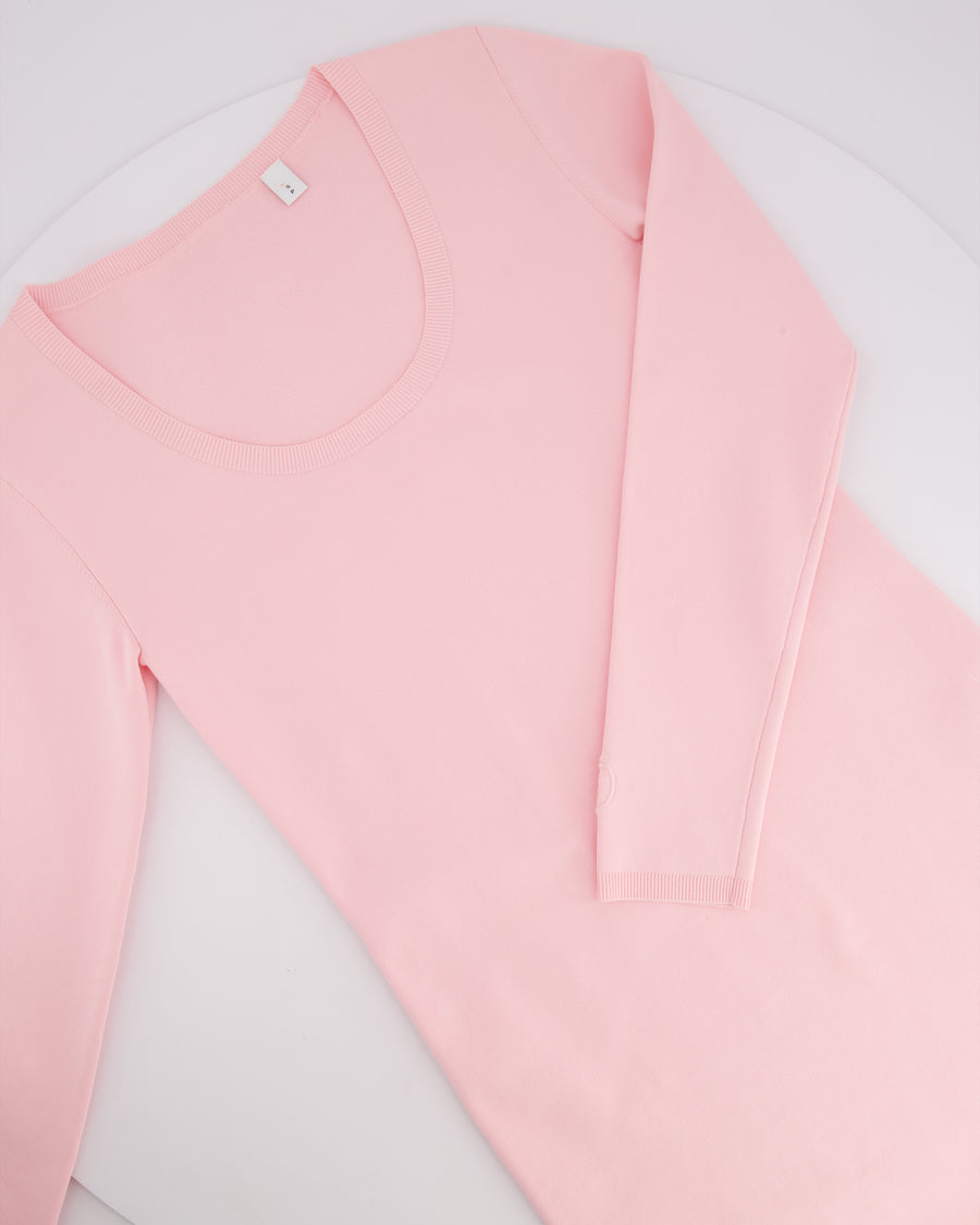 Burberry Pink Long-Sleeved Stretchy Mini Dress  With Embroidered Logo Detail Size S (UK 8)