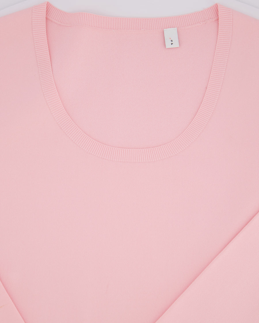 Burberry Pink Long-Sleeved Stretchy Mini Dress  With Embroidered Logo Detail Size S (UK 8)