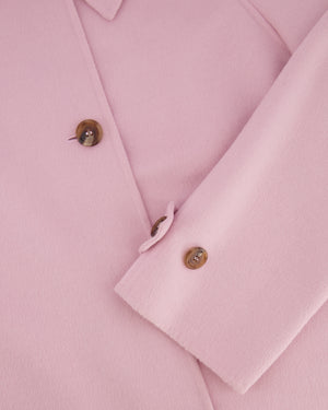 Prada Pink Wool Coat with Brown Button Details Size IT 44 (UK 12)