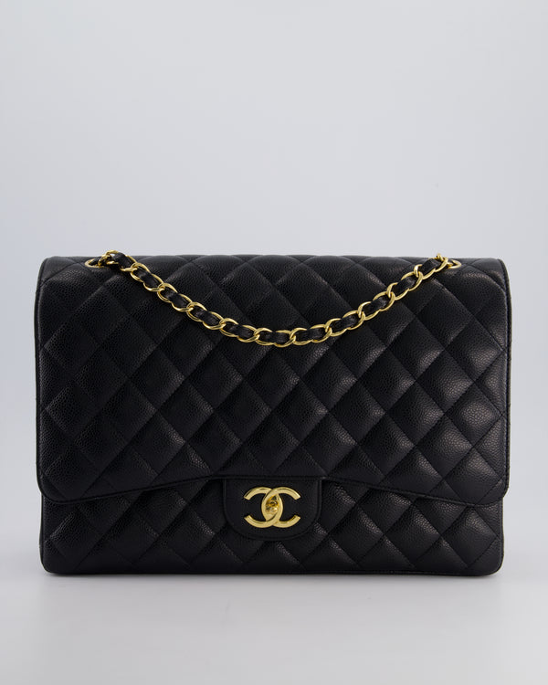 *HOT* Chanel Black Maxi Classic Double Flap Bag in Caviar Leather with Gold Hardware RRP £10,030