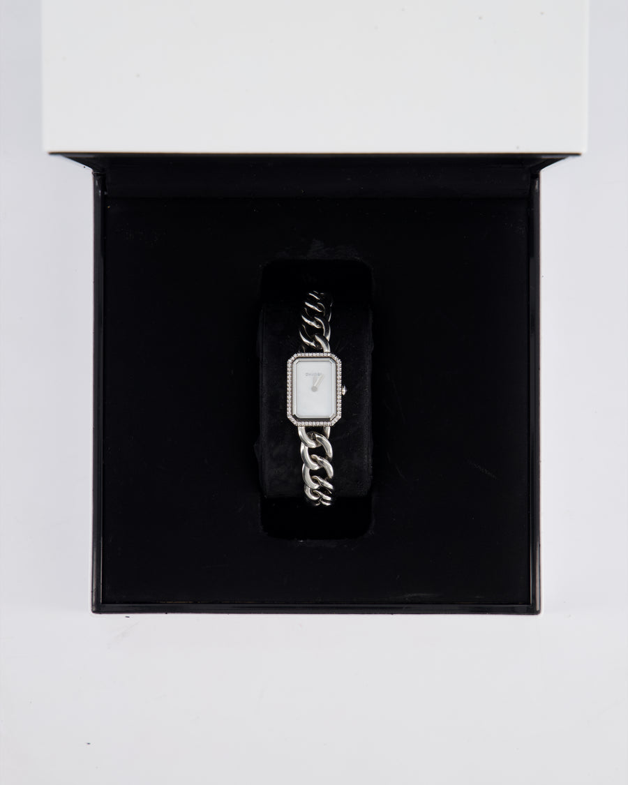 Chanel Stainless Steel Premiere H3253 Diamond and Mother of Pearl 26mm Quartz Watch