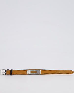 Hermès Kelly Stainless Steel, Diamonds , Black Alligator Crocodile strap and Mother of Pearl 20mm Watch