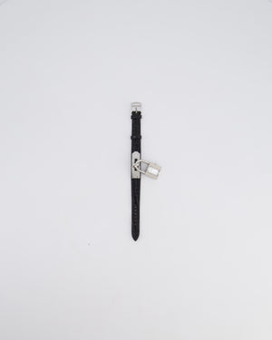 Hermès Kelly Stainless Steel, Diamonds , Black Alligator Crocodile strap and Mother of Pearl 20mm Watch