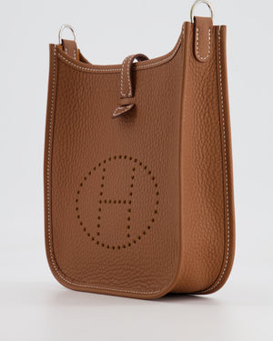 Hermès Mini Evelyne 16 Bag in Gold Clemence Leather with Palladium Hardware