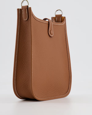 Hermès Mini Evelyne 16 Bag in Gold Clemence Leather with Palladium Hardware