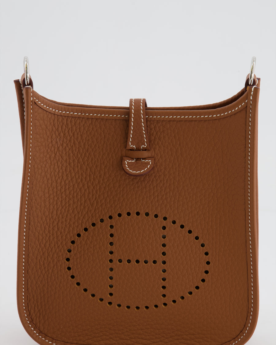 Hermès Mini Evelyne 16 Bag in Gold Clemence Leather with Palladium Hardware