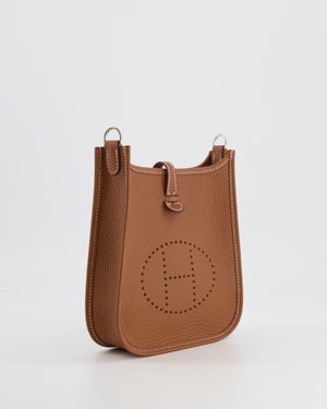 Hermès Mini Evelyne 16 Bag in Gold Clemence Leather with Palladium Hardware