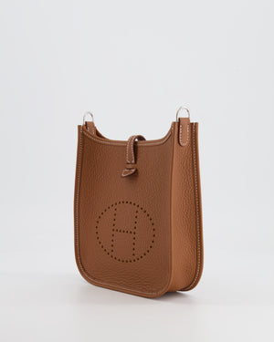 Hermès Mini Evelyne 16 Bag in Gold Clemence Leather with Palladium Hardware