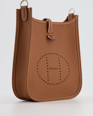 Hermès Mini Evelyne 16 Bag in Gold Clemence Leather with Palladium Hardware
