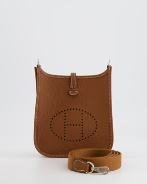 Hermès Mini Evelyne 16 Bag in Gold Clemence Leather with Palladium Hardware