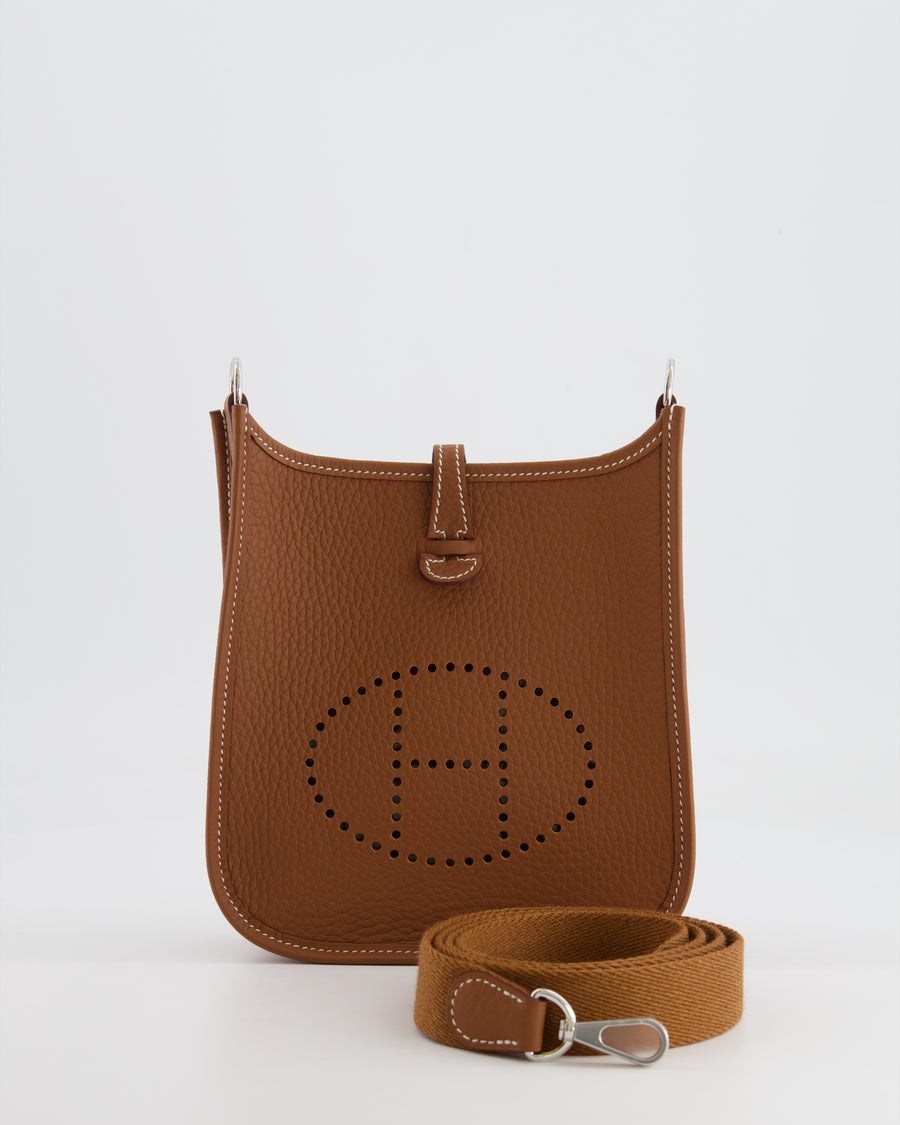 Hermès Mini Evelyne 16 Bag in Gold Clemence Leather with Palladium Hardware