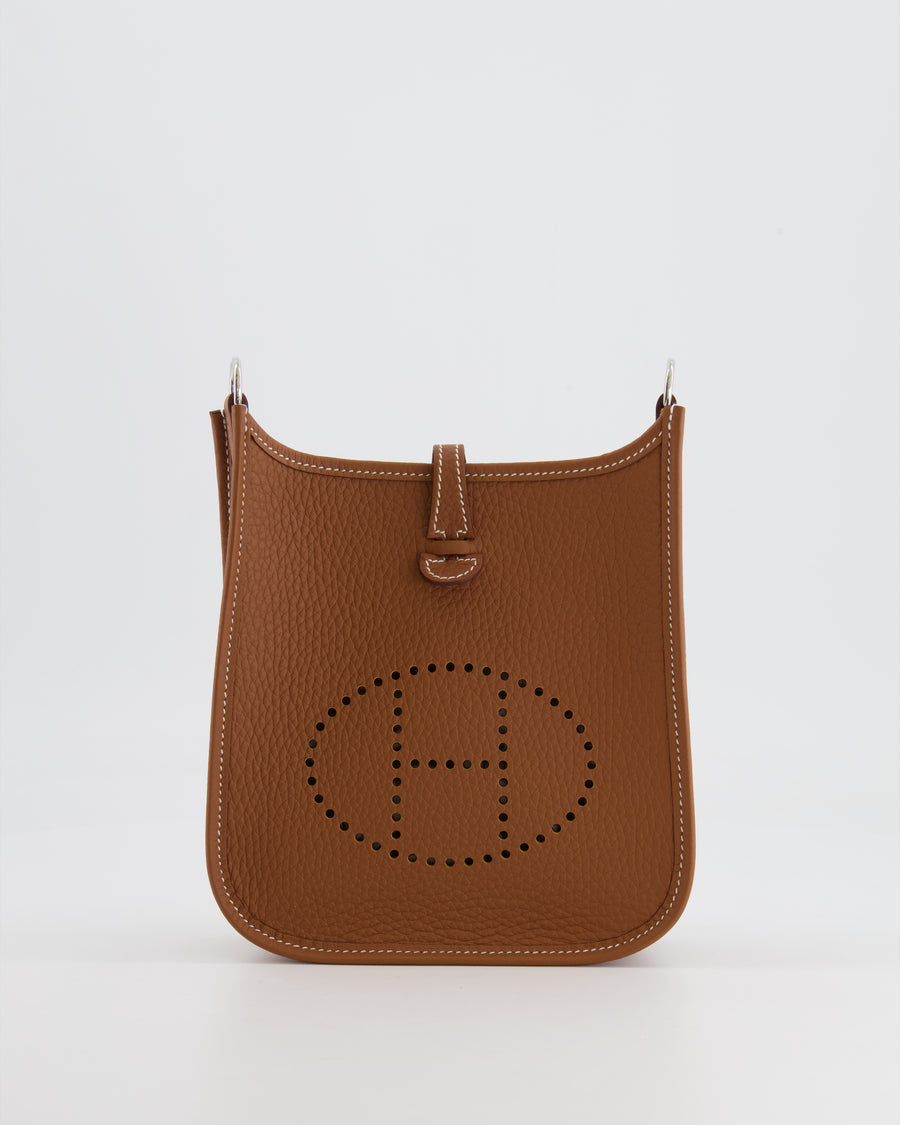Hermès Mini Evelyne 16 Bag in Gold Clemence Leather with Palladium Hardware