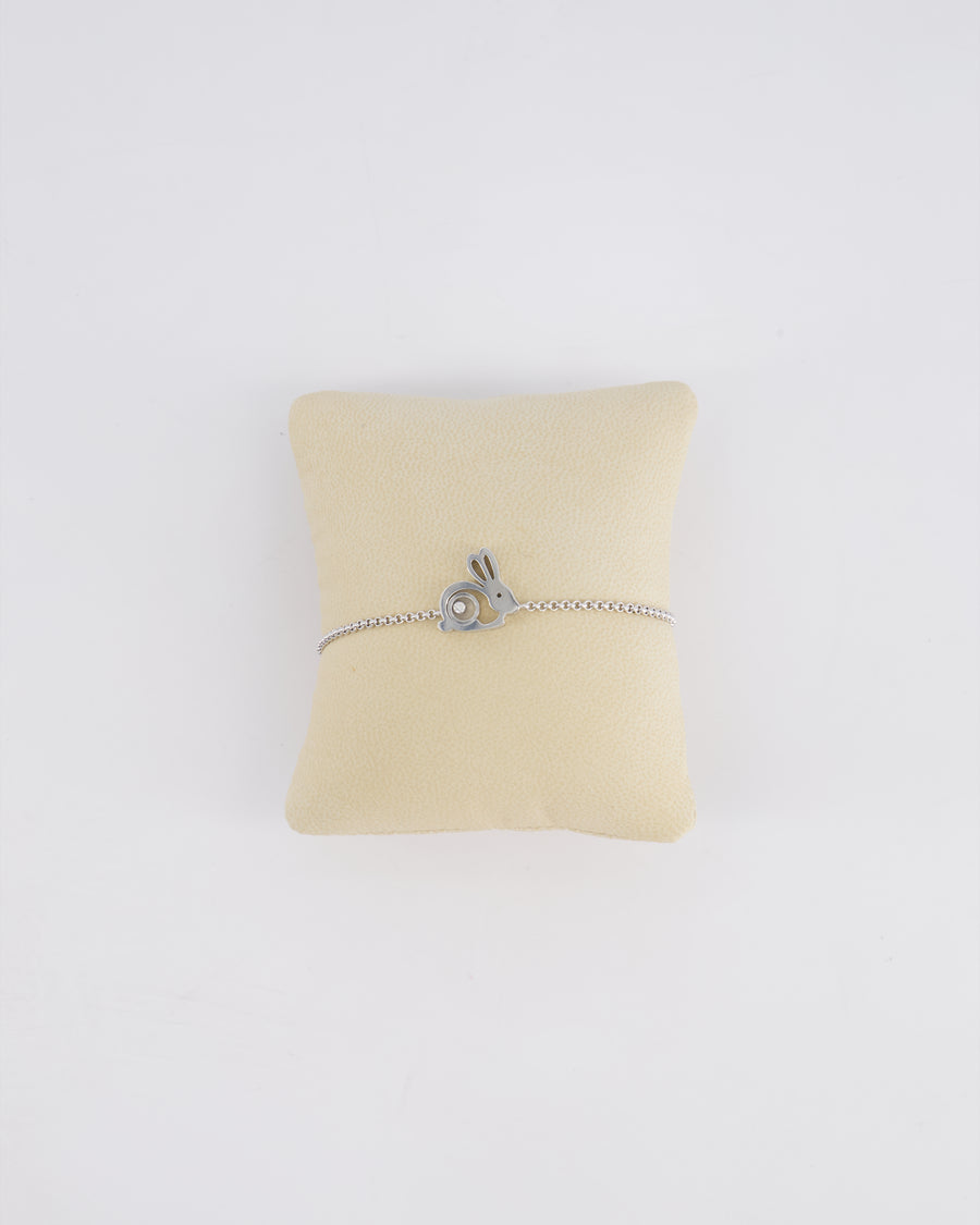 *HOT* Chopard Happy Diamonds 18K White Gold Rabbit Bracelet with 1 Floating Diamond