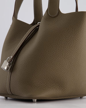 *HOT* Hermès Picotin Lock Bag 22cm in Etoupe Clemence Leather with Palladium Hardware