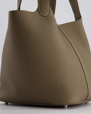 *HOT* Hermès Picotin Lock Bag 22cm in Etoupe Clemence Leather with Palladium Hardware