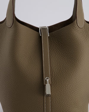 *HOT* Hermès Picotin Lock Bag 22cm in Etoupe Clemence Leather with Palladium Hardware
