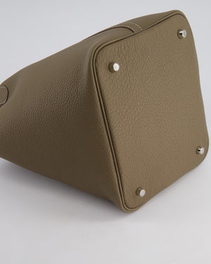 *HOT* Hermès Picotin Lock Bag 22cm in Etoupe Clemence Leather with Palladium Hardware