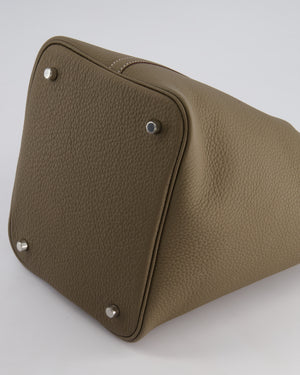 *HOT* Hermès Picotin Lock Bag 22cm in Etoupe Clemence Leather with Palladium Hardware