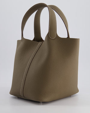 *HOT* Hermès Picotin Lock Bag 22cm in Etoupe Clemence Leather with Palladium Hardware