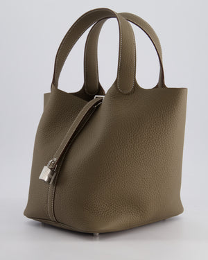 *HOT* Hermès Picotin Lock Bag 22cm in Etoupe Clemence Leather with Palladium Hardware