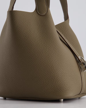 *HOT* Hermès Picotin Lock Bag 22cm in Etoupe Clemence Leather with Palladium Hardware