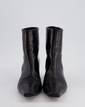 Khaite Arizona Leather Kitten Heel Ankle Boots in Black Calfskin Leather Size EU 37.5 RRP £880