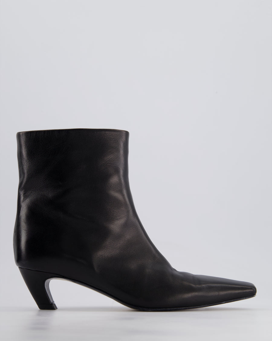 Khaite Arizona Leather Kitten Heel Ankle Boots in Black Calfskin Leather Size EU 37.5 RRP £880