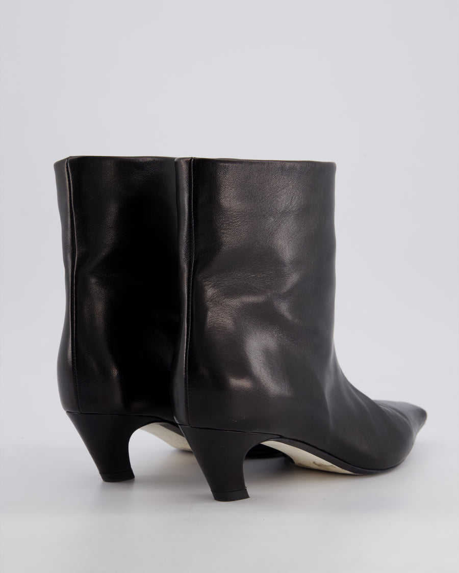 Khaite Arizona Leather Kitten Heel Ankle Boots in Black Calfskin Leather Size EU 37.5 RRP £880