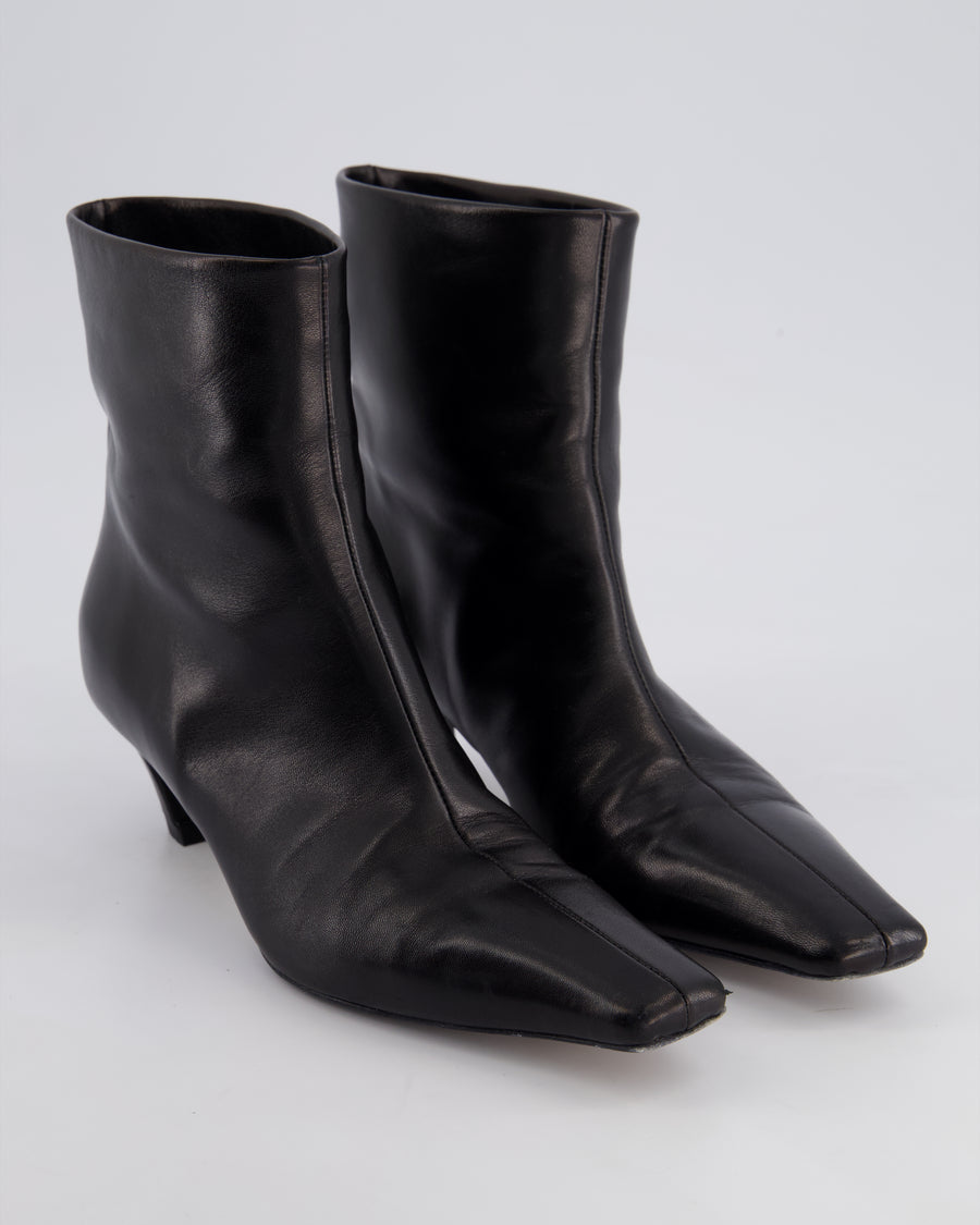 Khaite Arizona Leather Kitten Heel Ankle Boots in Black Calfskin Leather Size EU 37.5 RRP £880
