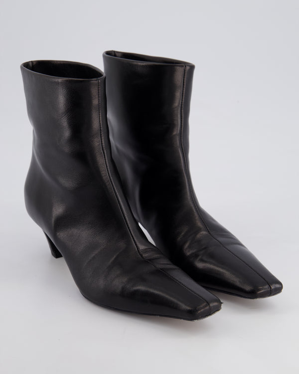 Khaite Arizona Leather Kitten Heel Ankle Boots in Black Calfskin Leather Size EU 37.5 RRP £880