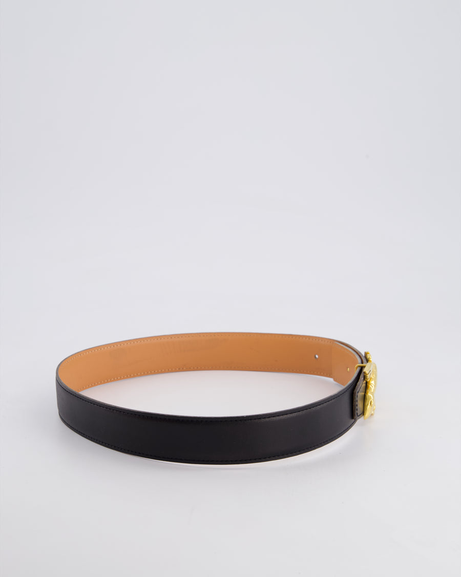 *RARE* Hermès Vintage 1990's Belt With Gold Plated Lizard Buckle 65cm