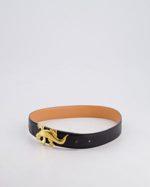 *RARE* Hermès Vintage 1990's Belt With Gold Plated Lizard Buckle 65cm
