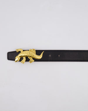 *RARE* Hermès Vintage 1990's Belt With Gold Plated Lizard Buckle 65cm