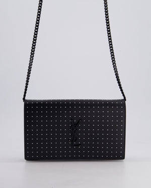 *LIMITED EDITION* Saint Laurent Black Kate Monogram Grain De Poudre Polka Dot Bag with Black Hardware